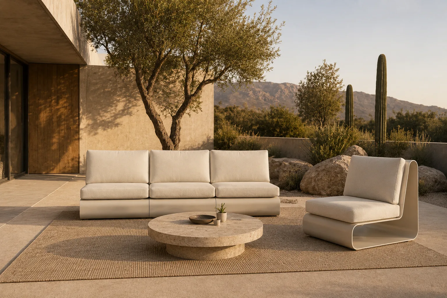 Terra Collection modular outdoor seating in a desert garden setting